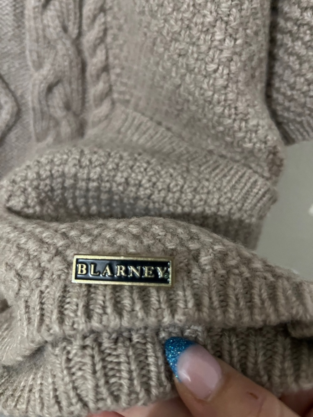 Blarney 100% Merino Wool Aran Cable Knit Short Sleeve Sweater/Cardigan - Picture 6 of 11